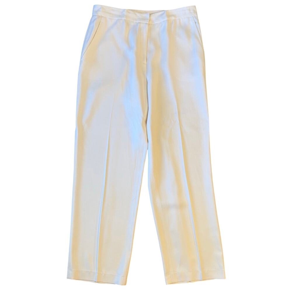 VTG Lauren Ralph Lauren Dress Pant Trousers 100% Silk High Rise Cream Women's 10